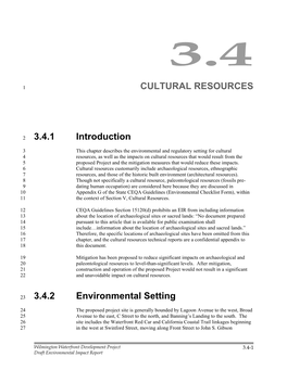CULTURAL RESOURCES 3.4.1 Introduction 3.4.2 Environmental
