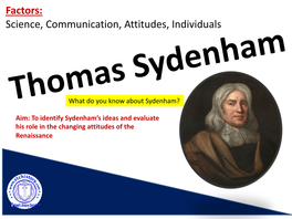 Thomas Sydenham and Royal Society