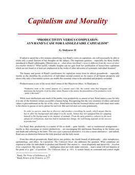Capitalism and Morality ______