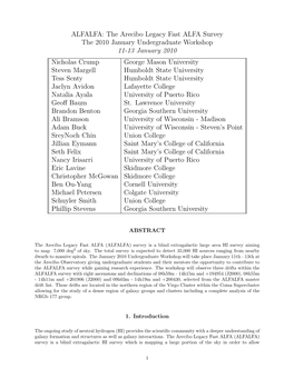 ALFALFA: the Arecibo Legacy Fast ALFA Survey the 2010 January