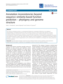 Annotation Inconsistencies Beyond Sequence Similarity-Based Function Prediction – Phylogeny and Genome Structure Vasilis J