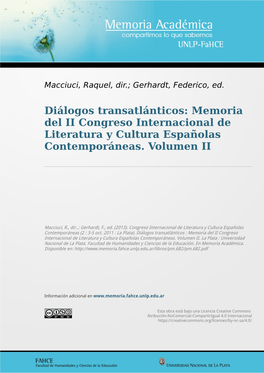 Diálogos Transatlánticos: Memoria Del II Congreso Internacional De Literatura Y Cultura Españolas Contemporáneas