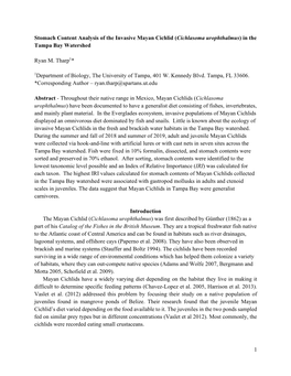 1 Stomach Content Analysis of the Invasive Mayan Cichlid