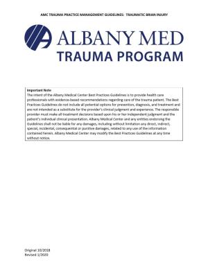 Amc Trauma Practice Management Guidelines: Traumatic Brian Injury