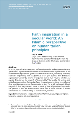 An Islamic Perspective on Humanitarian Principles Lucy V