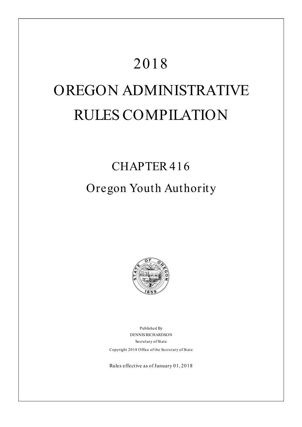 2018 Oregon Administrative Rules Compilation