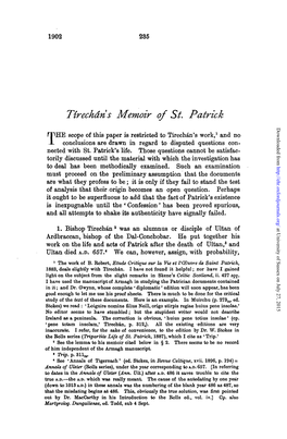 Tirechan S Memoir of St. Patrick