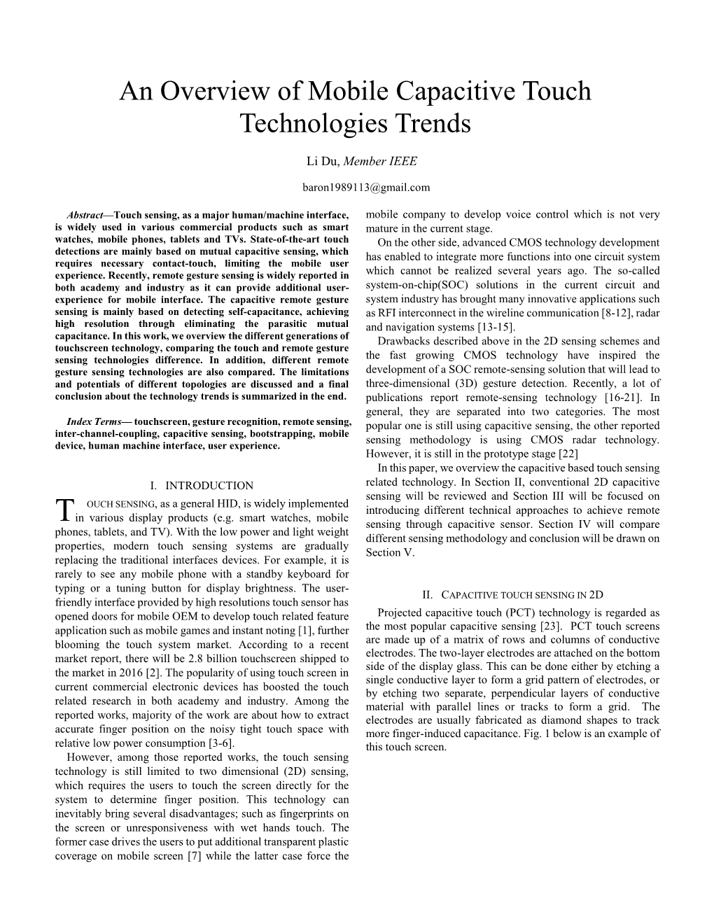 An Overview of Mobile Capacitive Touch Technologies Trends