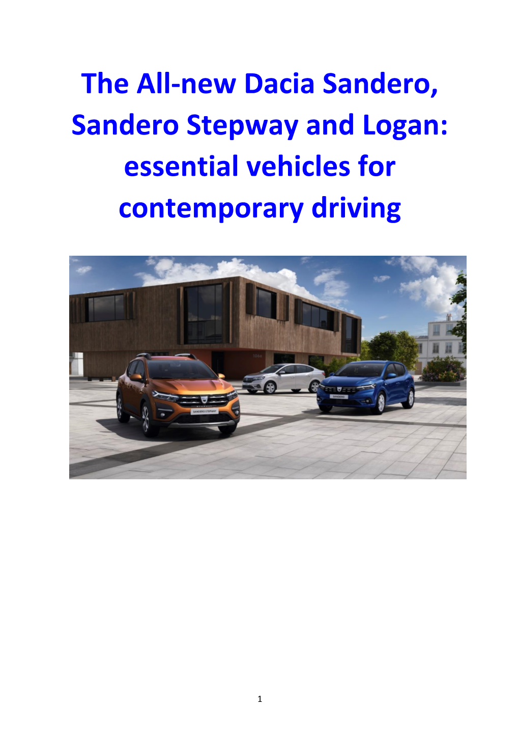 The All-New Dacia Sandero, Sandero Stepway and Logan