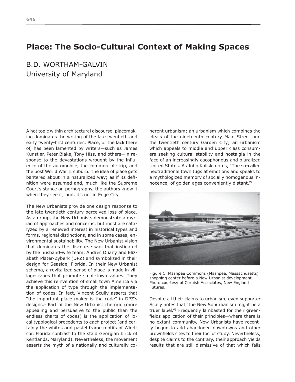 Place: the Socio-Cultural Context of Making Spaces