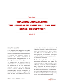 Tracking Annexation: the Jerusalem Light Rail and the Israeli Occupation