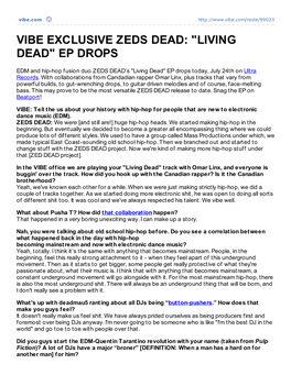 Vibe Exclusive Zeds Dead: "Living Dead" Ep Drops