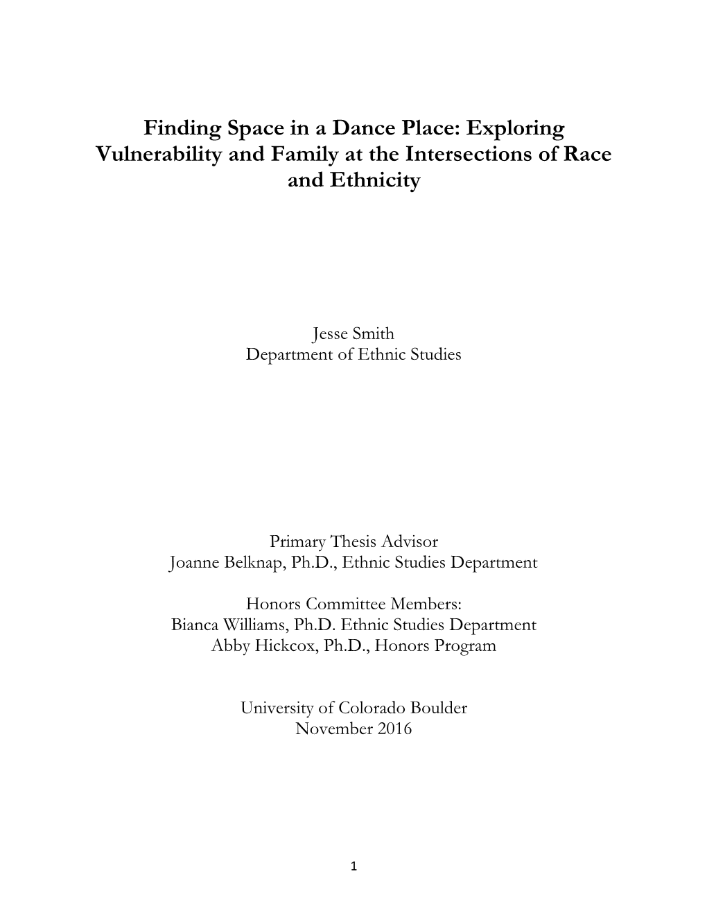 Finding Space in a Dance Place: Exploring Vulnerability and Family at the Intersections of Race and Ethnicity