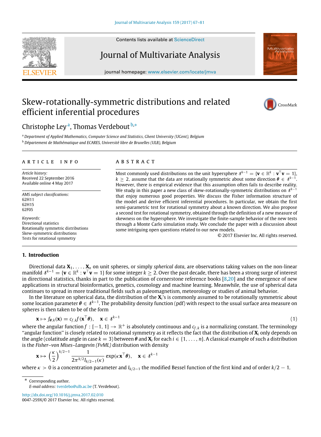 Skew-Rotationally-Symmetric Distributions and Related Efficient Inferential Procedures