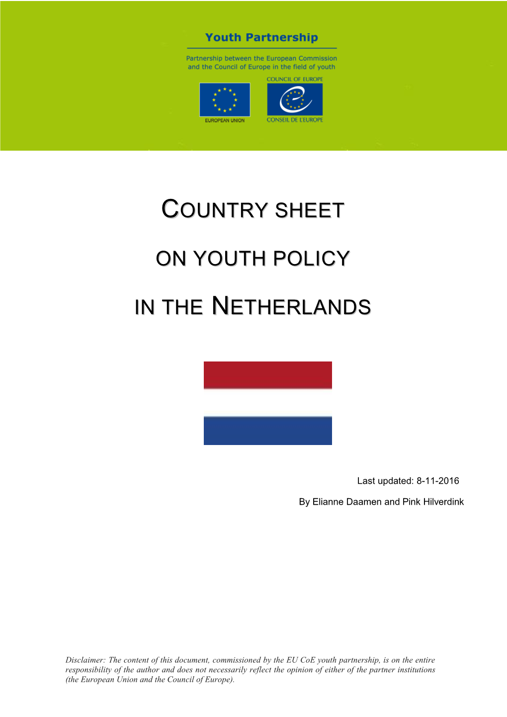 Background Information on Dutch Youth Policy