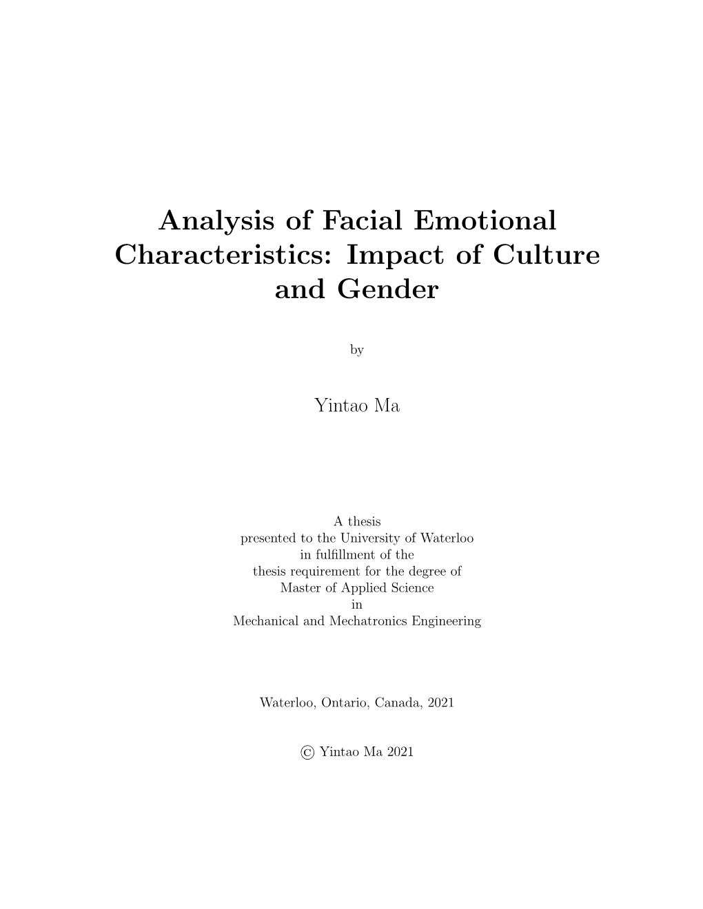 Analysis of Facial Emotional Characteristics: Impact of Culture and Gender