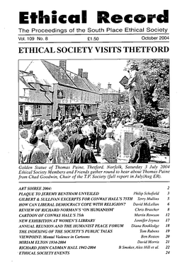 Ethical Record the Proceedings of the South Place Ethical Society Vol