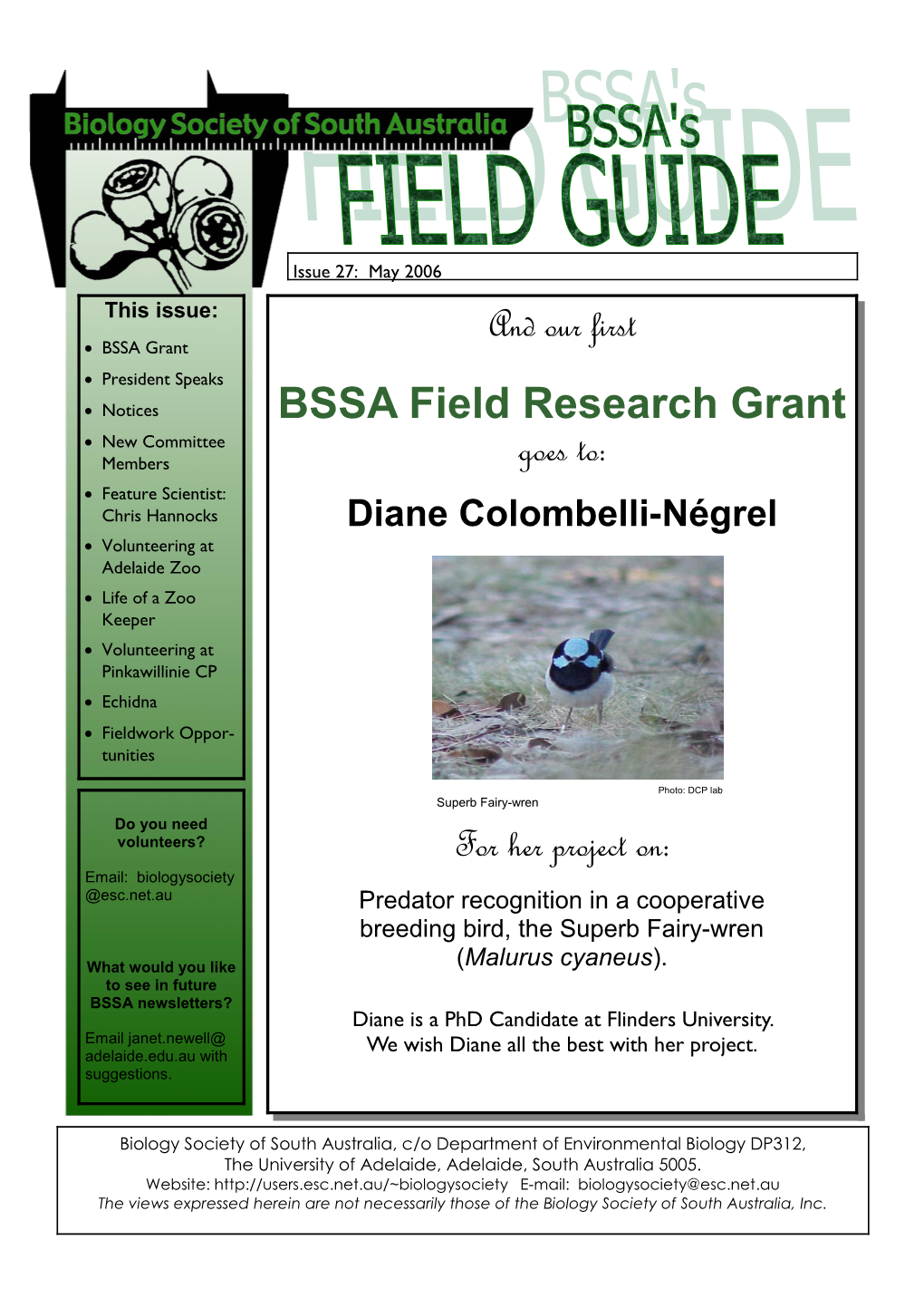 BSSA Field Research Grant • New Committee Members Goes To