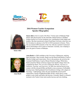 2016 Women Coaches Symposium Speaker Biographies
