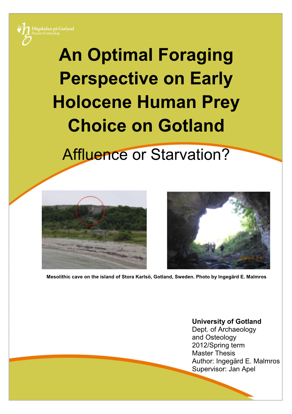 An Optimal Foraging Perspective on Early Holocene Human Prey Choice on Gotland Affluence Or Starvation?