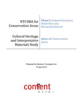 NTI CA IIBA Phase I: Cultural Inventory