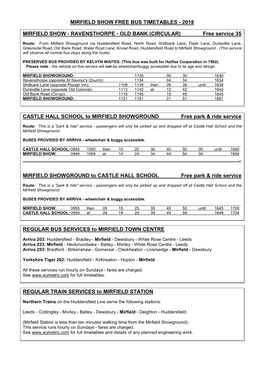 Mirfield Show Free Bus Timetables - 2018