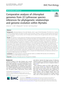 Comparative Analyses of Chloroplast Genomes from 22 Lythraceae Species