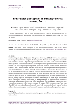Invasive Alien Plant Species in Unmanaged Forest Reserves, Austria
