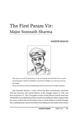 The First Param Vir: Major Somnath Sharma, by Sameer Mallya