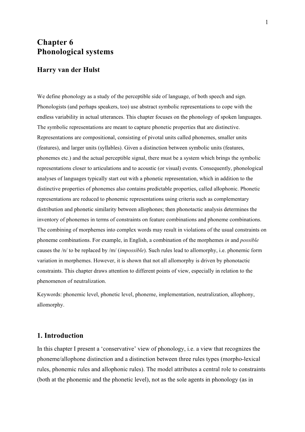 Chapter 6 Phonological Systems