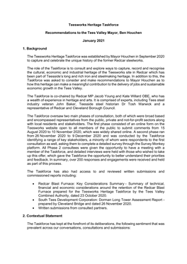Teesworks Heritage Taskforce Recommendations to the Tees