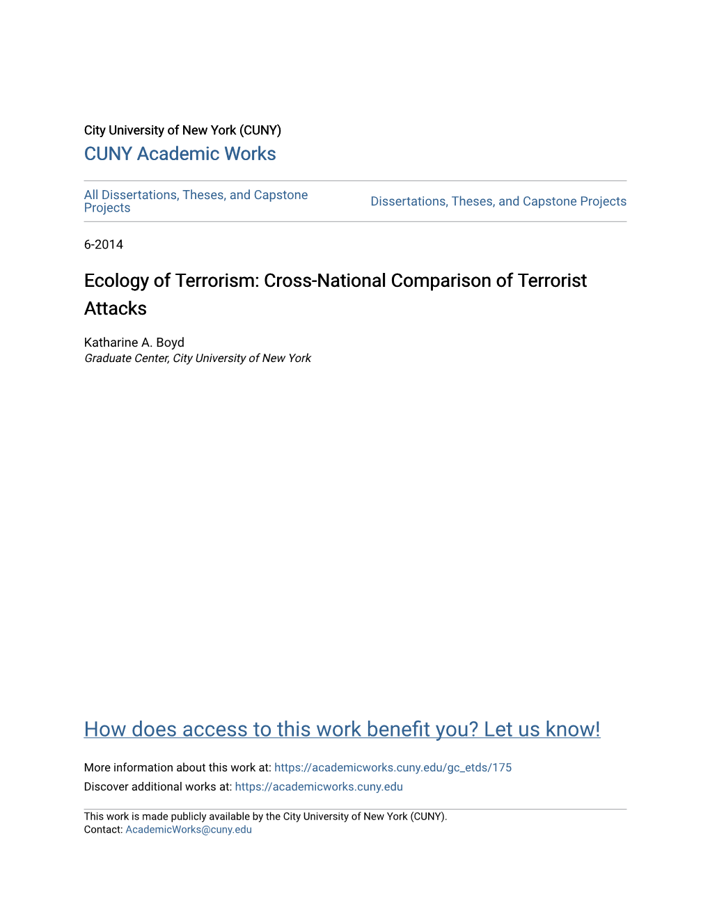 Ecology of Terrorism: Cross-National Comparison of Terrorist Attacks