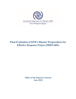 Final Evaluation of IOM's Disaster Preparedness for Effective