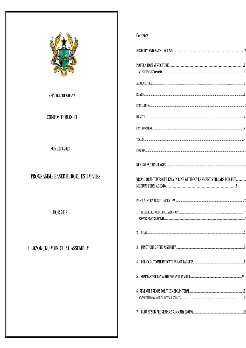 Lekma - Ledzokuku Municipal Assembly LI - Legislative Instrument PROGRAMME2: SOCIAL SERVICES DELIVERY