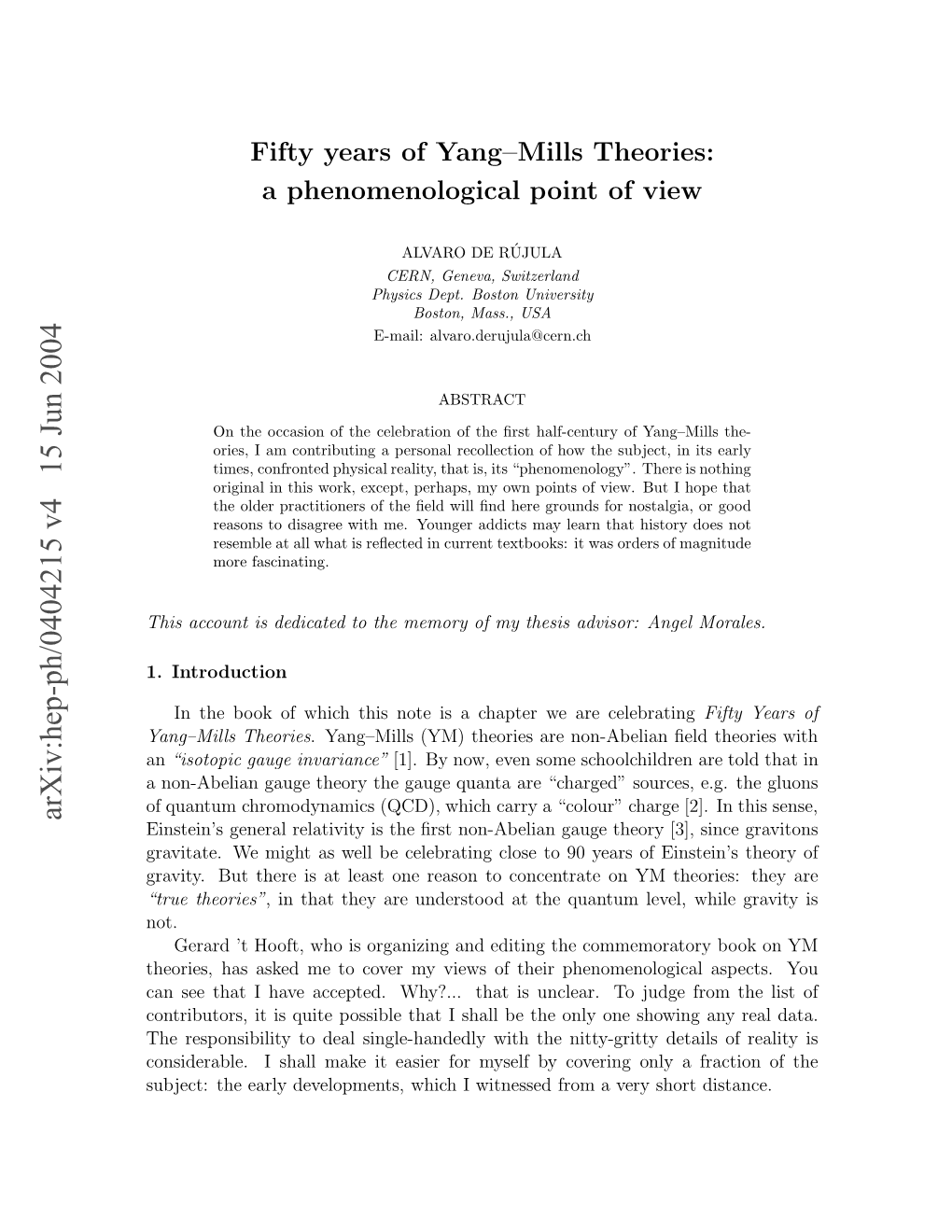 Fifty Years of Yang-Mills Theories: a Phenomenological Point of View