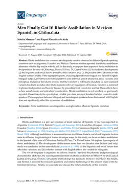 Rhotic Assibilation in Mexican Spanish in Chihuahua