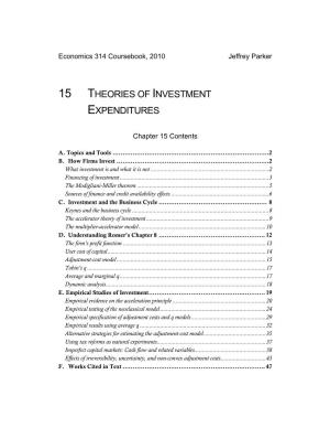 15 Theories of Investment Expenditures
