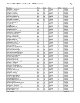 Motorola Solutions Political Action Committee -- 2012 Disbursements Page 1