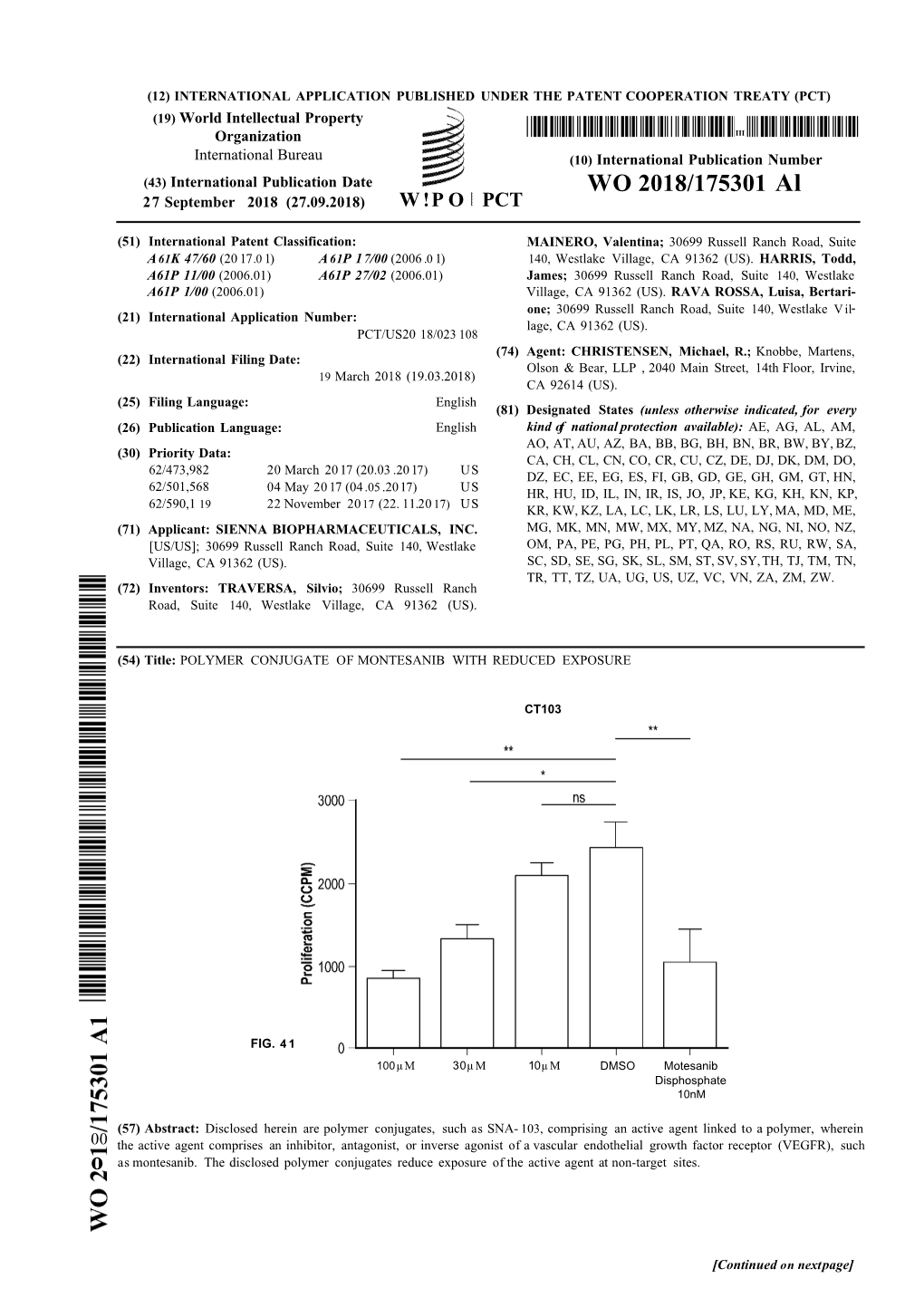 WO 2018/175301 Al 27 September 2018 (27.09.2018) W !P O PCT