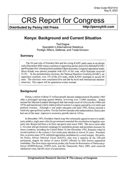 CRS Report for Congress Distributed by Penny Hill Press Http :Llpennyhill .Co M