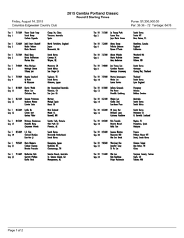 Second Round Tee Times