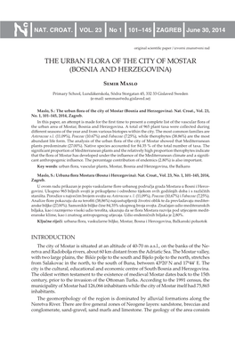 The Urban Flora of the City of Mostar (Bosnia and Herzegovina)