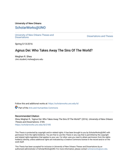 Agnus Dei: Who Takes Away the Sins of the World?