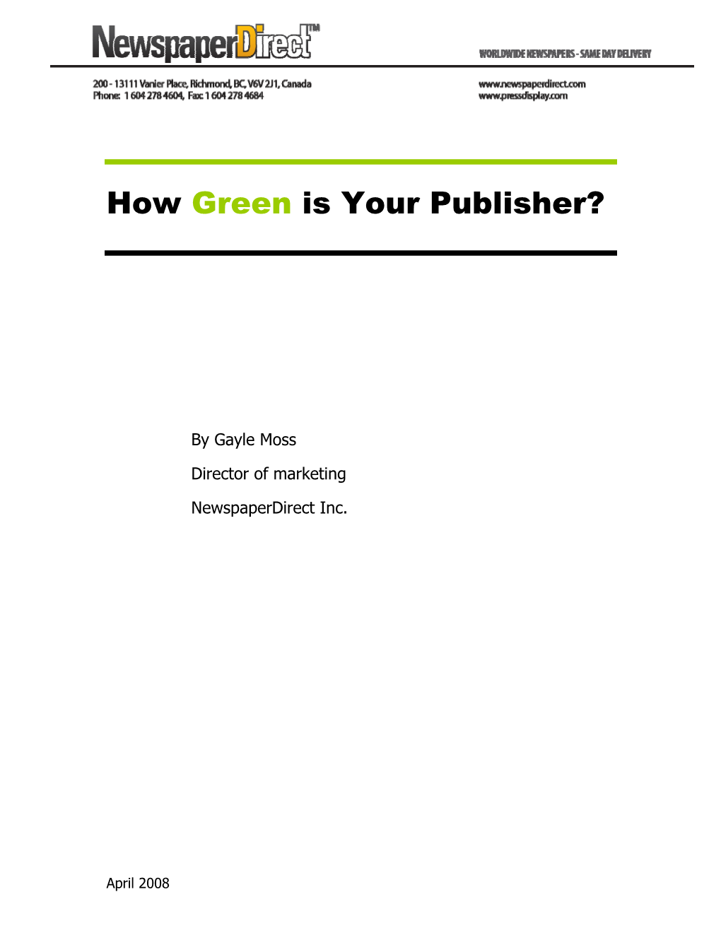 How Green Is Your Publisher?