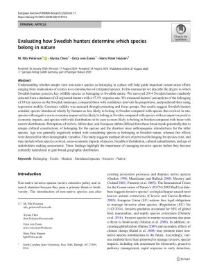 Evaluating How Swedish Hunters Determine Which Species Belong in Nature