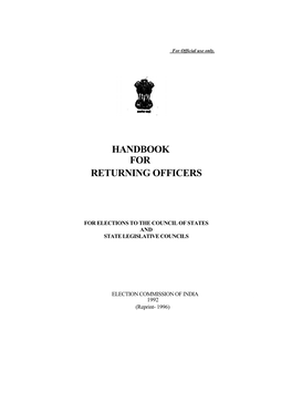 Handbook for Returning Officers (For Council Elections)