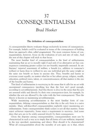 CONSEQUENTIALISM Brad Hooker