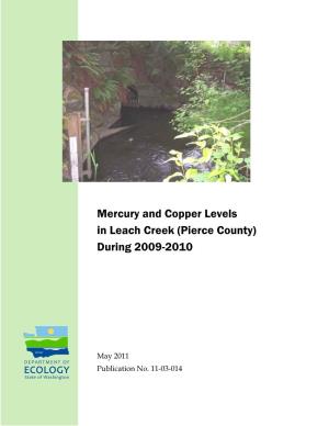 Mercury and Copper Levels in Leach Creek (Pierce County) During 2009-2010