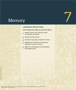 Memory 7 LEARNING OBJECTIVES