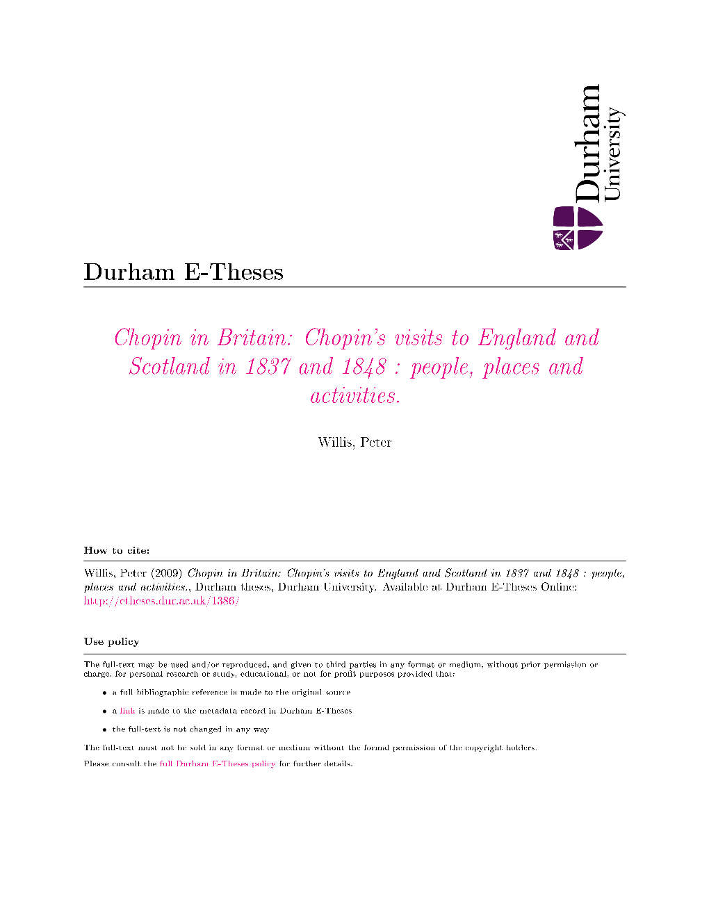 Chopin in Britain: Chopin's Visits to England and Scotland in 1837 and 1848 : People, Places and Activities